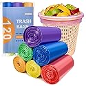 FUGUIR 4 Gallon Trash Bags, 120 Counts Small Colorful Garbage Bags, Easy Tearing Wastebasket Bin Liners for Home Office Kitchen, 6 Colors