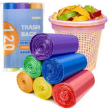 FUGUIR 4 Gallon Trash Bags, 120 Counts Small Colorful Garbage Bags, Easy Tearing Wastebasket Bin Liners for Home Office Kitchen, 6 Colors