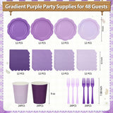 CENLBJ Purple Plates and Napkins Party Supplies, 9’’ Pastel Purple Disposable Paper Plates and Cups and Napkins Set for Baby Shower, Birthday, Wedding