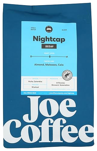 Joe Coffee Company - Nightcap Decaffeinated Whole Bean Specialty Coffee, 12 oz Bag | NYC Roaster, Rainforest Alliance Certified, Kosher