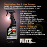 FLITZ Calcium, Rust, & Lime Remover - 16oz Bottle of USA-Made Limescale Remover for Toilets, Showers, and More - Powerful Spray that Instantly