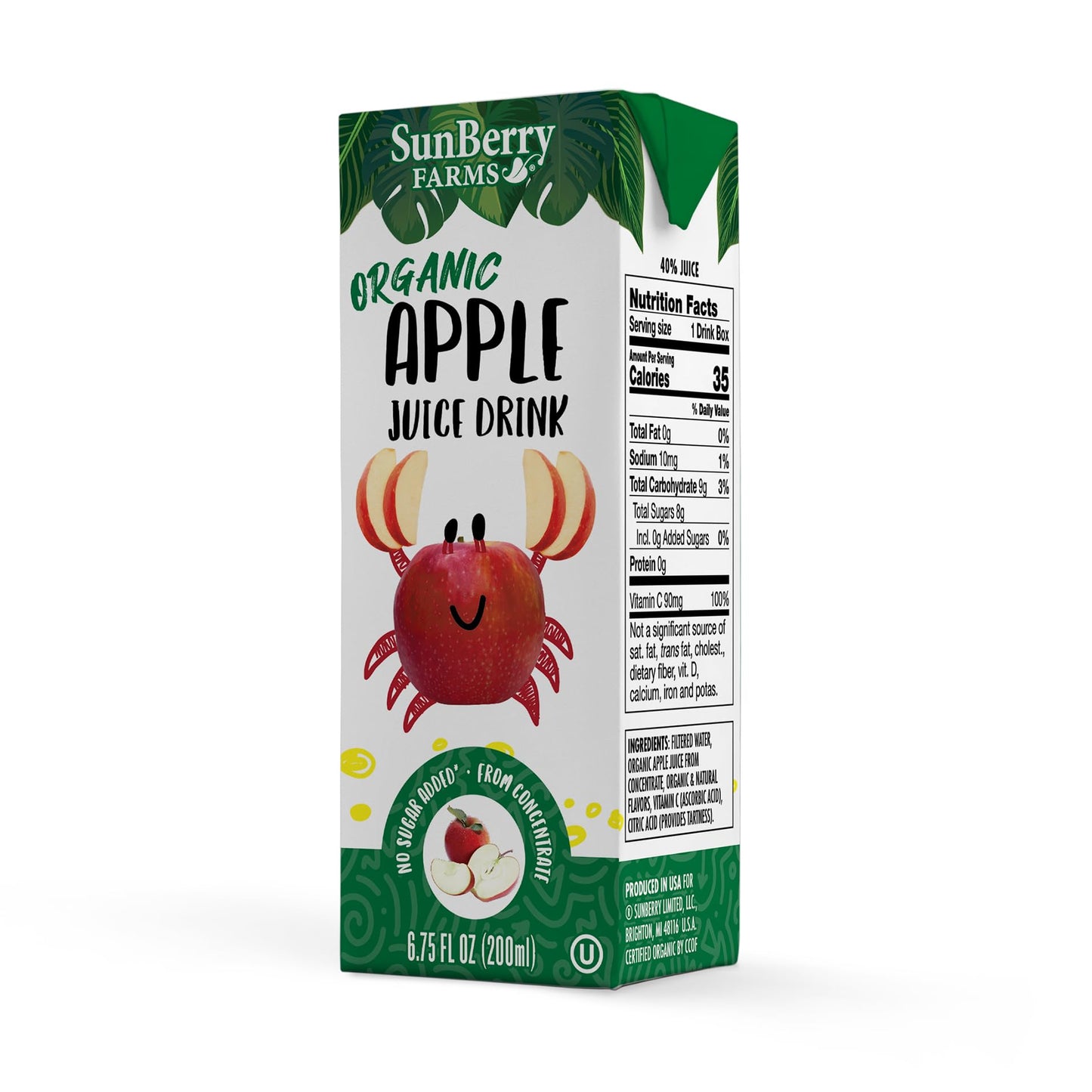 Sunberry Farms Organic Variety Pack Juice Boxes 6.75 fl oz (36 Pack) | Apple, Fruit Punch & Grape | USDA Organic Kids Drinks | No Artificial Flavors
