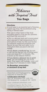 Celebration Herbals Organic Hibiscus with Tropical Fruit Tea Caffeine Free -- 24 Tea Bags 28g