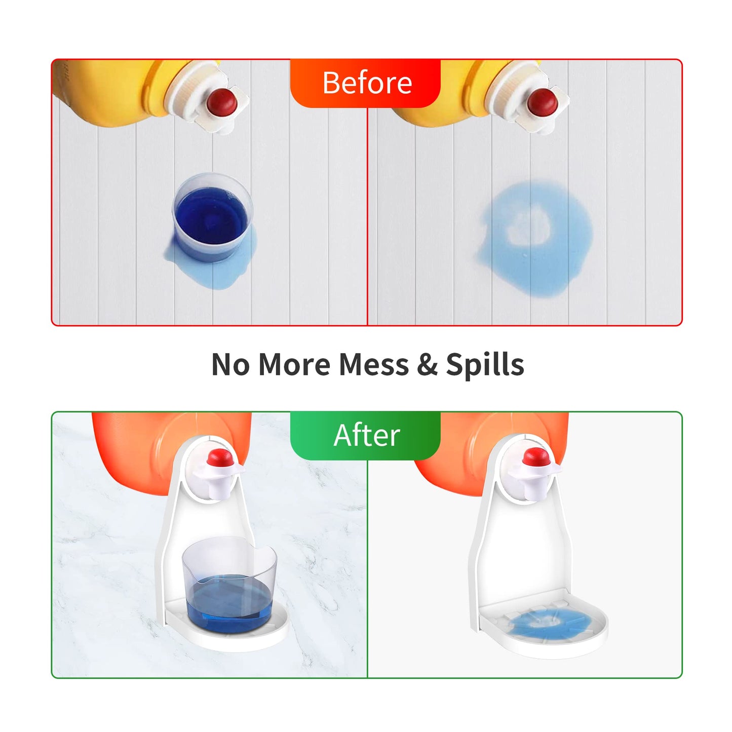 (2 Pack) Laundry Detergent Cup Holder Drip Catcher Organizer Clip Tight on Laundry Bottle Spouts, No More Leaks or Mess with Detergent and Fabric