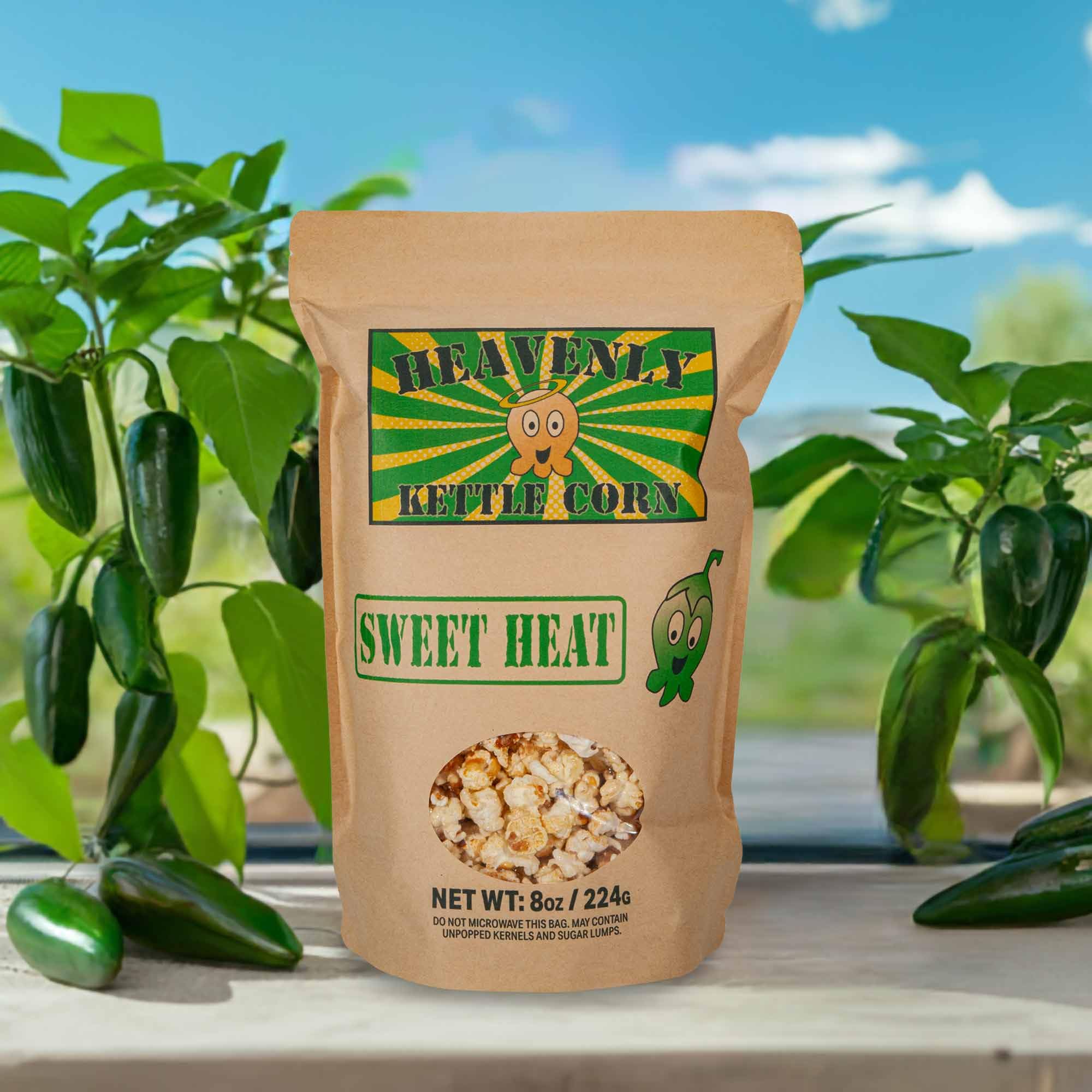 Heavenly Kettle Corn - Sweet Heat Kettle Corn - Family Size 8oz Bag
