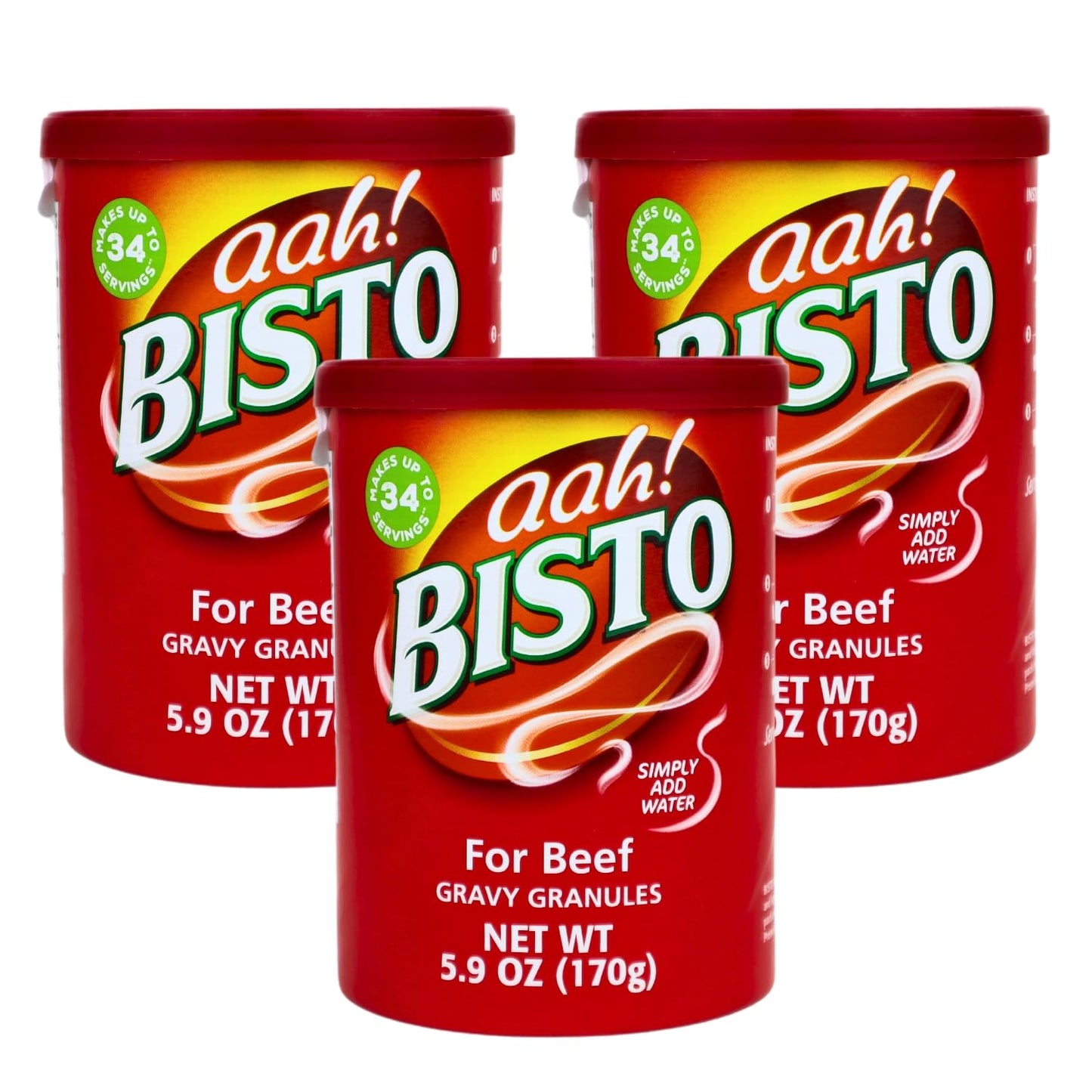 Bisto Gravy Granules - Beef & Chicken Flavors, Imported from the UK - Classic Smooth Texture, 170g (Choose Flavor) (Pack of 3, Beef)