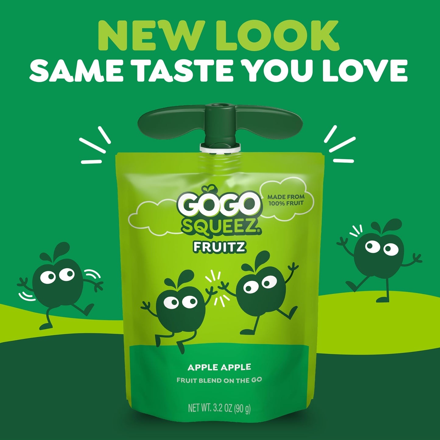GoGo squeeZ No Sugar Added Applesauce and Fruit Puree, Apple, 3.2 oz Pouches (Pack of 20), Fruit Snacks for Kids, Gluten Free, Nut Free, Recloseable