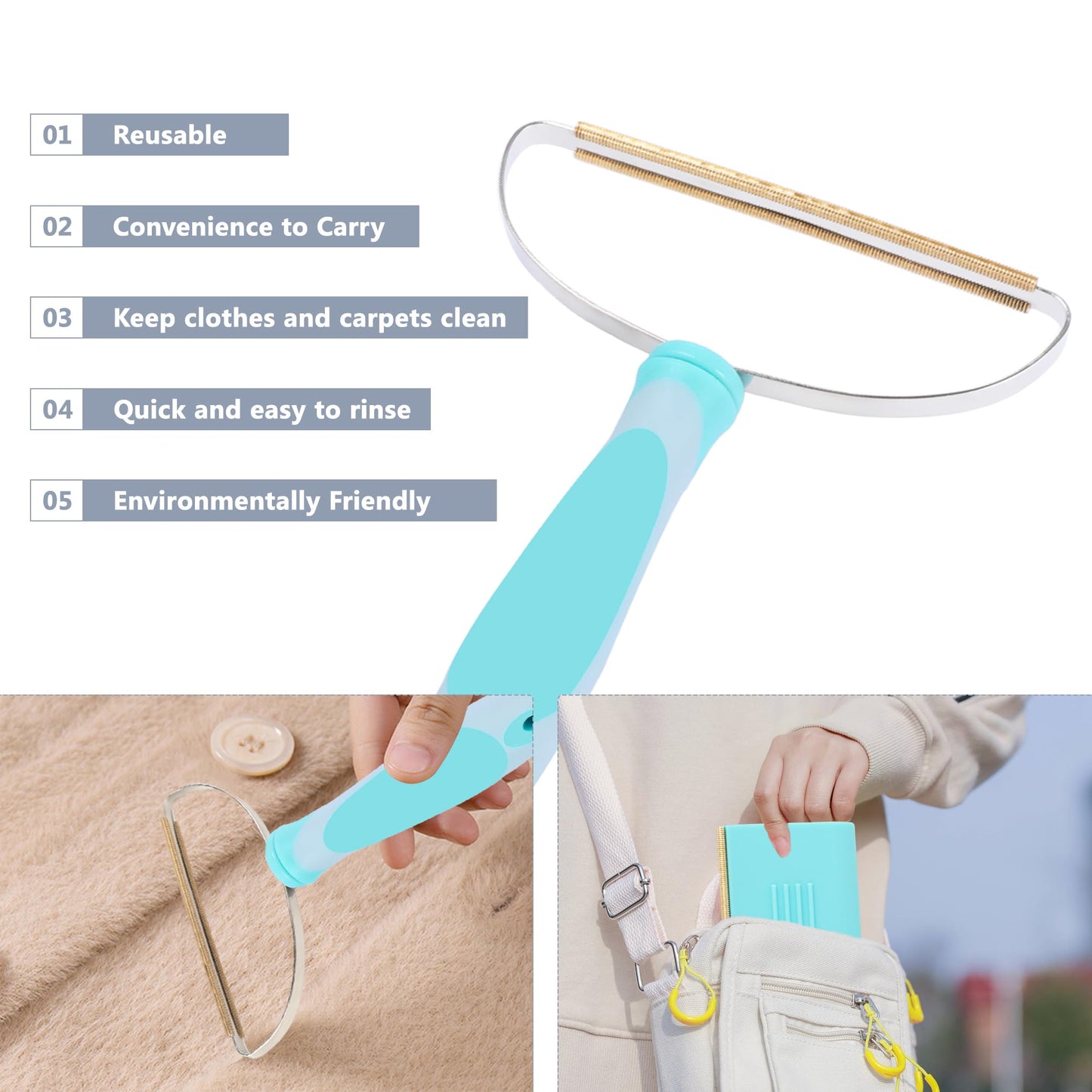 Pet Hair Remover, Cat and Dog Hair Remover Portable Reusable Remover Tool, Carpet Rake, Lint Remover, Two Different Sizes of Removal Tools for Sofas