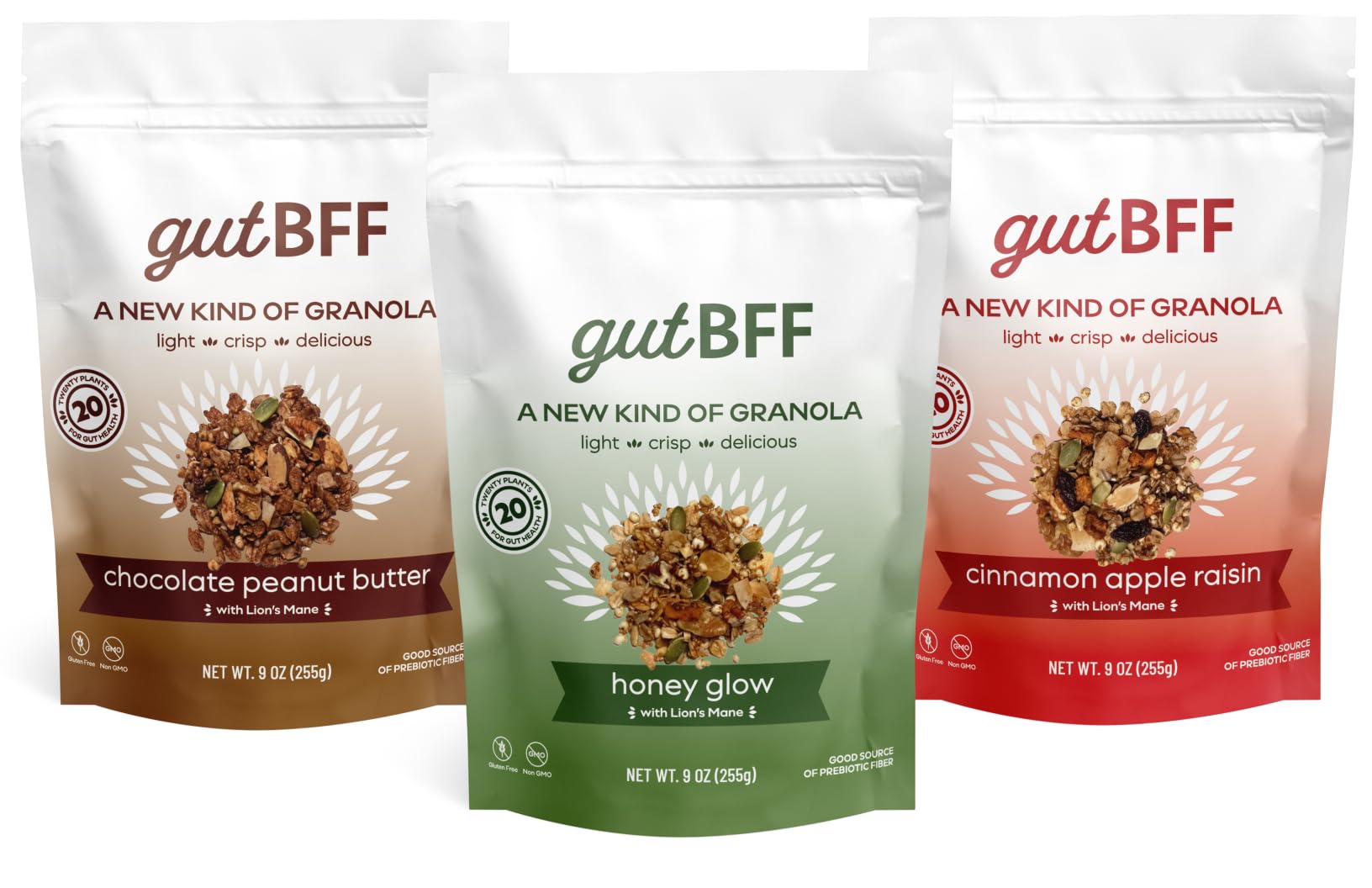 gutBFF Low Sugar Granola - Gluten Free Healthy Granola with Lion’s Mane Mushroom & Baobab Superfruit for Gut Health - 5g or Less Added Sugar Breakfast