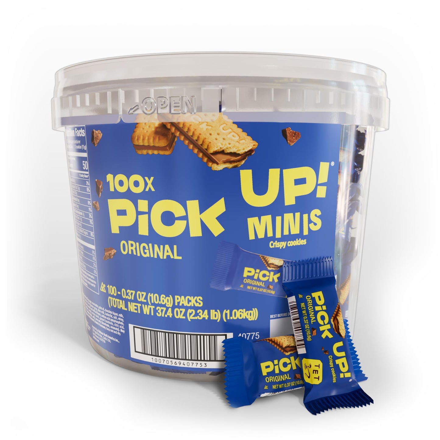 Bahlsen PiCK UP! Minis Original (100 ct Bucket of Individual Cookies) - German chocolate sandwiched between two crisp biscuits - Kosher (0.37 oz