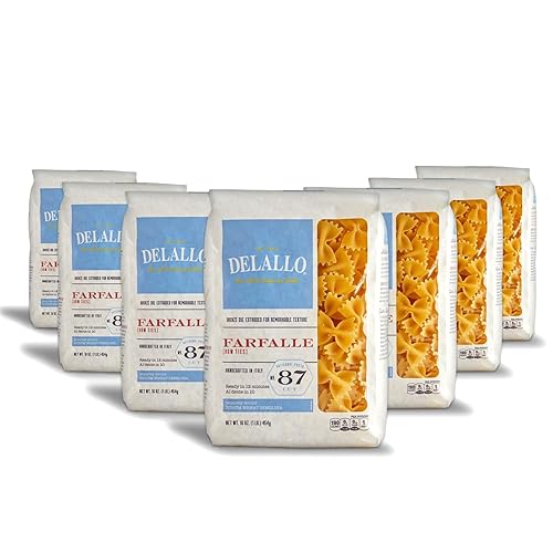 DeLallo Farfalle Pasta, Bow-Tie Shape, Made in Italy, Bronze Cut, Made with Only 100% Durum Wheat Semolina Flour, All Natural, Kosher, Non-GMO, Vegan