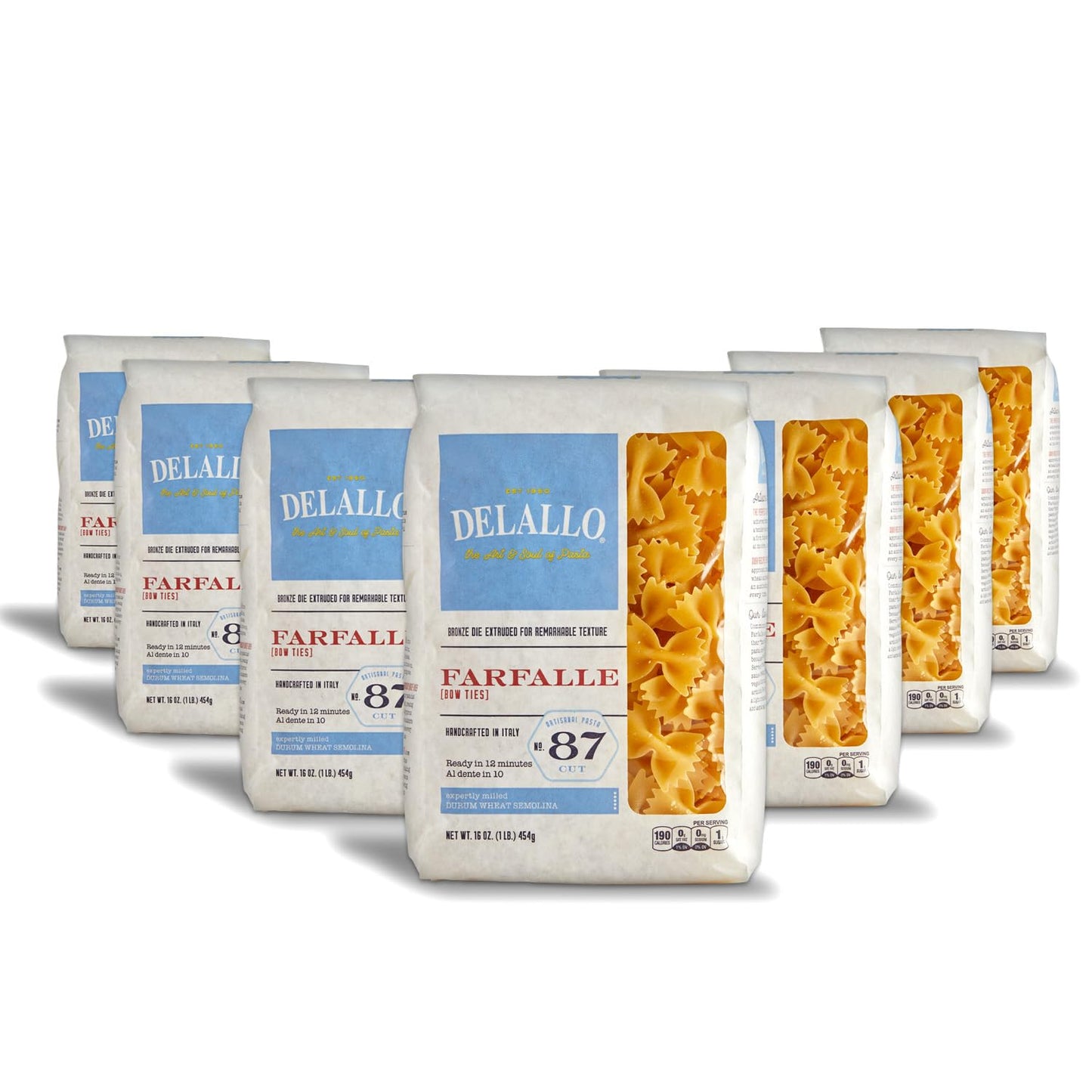 DeLallo Farfalle Pasta, Bow-Tie Shape, Made in Italy, Bronze Cut, Made with Only 100% Durum Wheat Semolina Flour, All Natural, Kosher, Non-GMO, Vegan