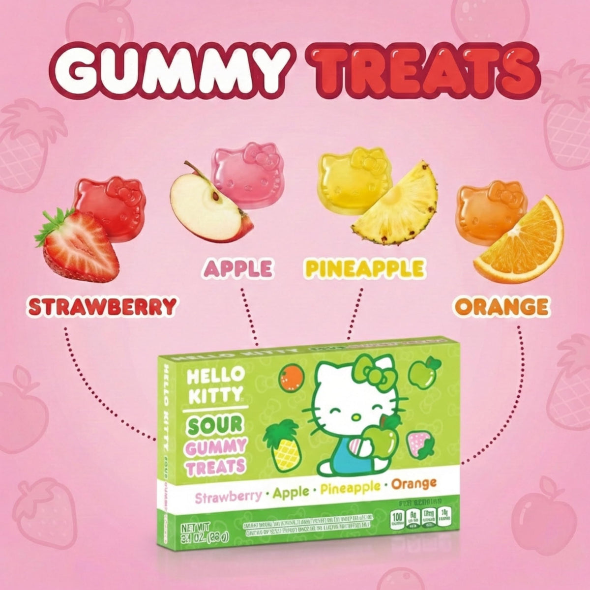 Cookie Dough Bites Hello Kitty Sour Gummy Candy 3.1 oz 3-Pack