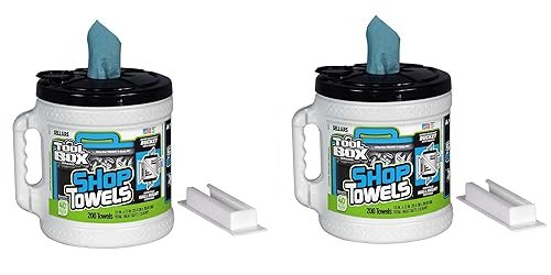 Sellars 55208 Toolbox Shop Towels Dispenser Bucket, 12" Length x 10" Width, Blue (2 Buckets of 200 Sheets) (2)