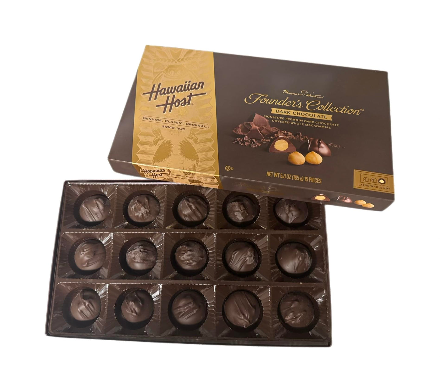 Hawaiian Host - Premium DARK CHOCOLATE Covered Whole Macadamia Nuts 7 oz Box