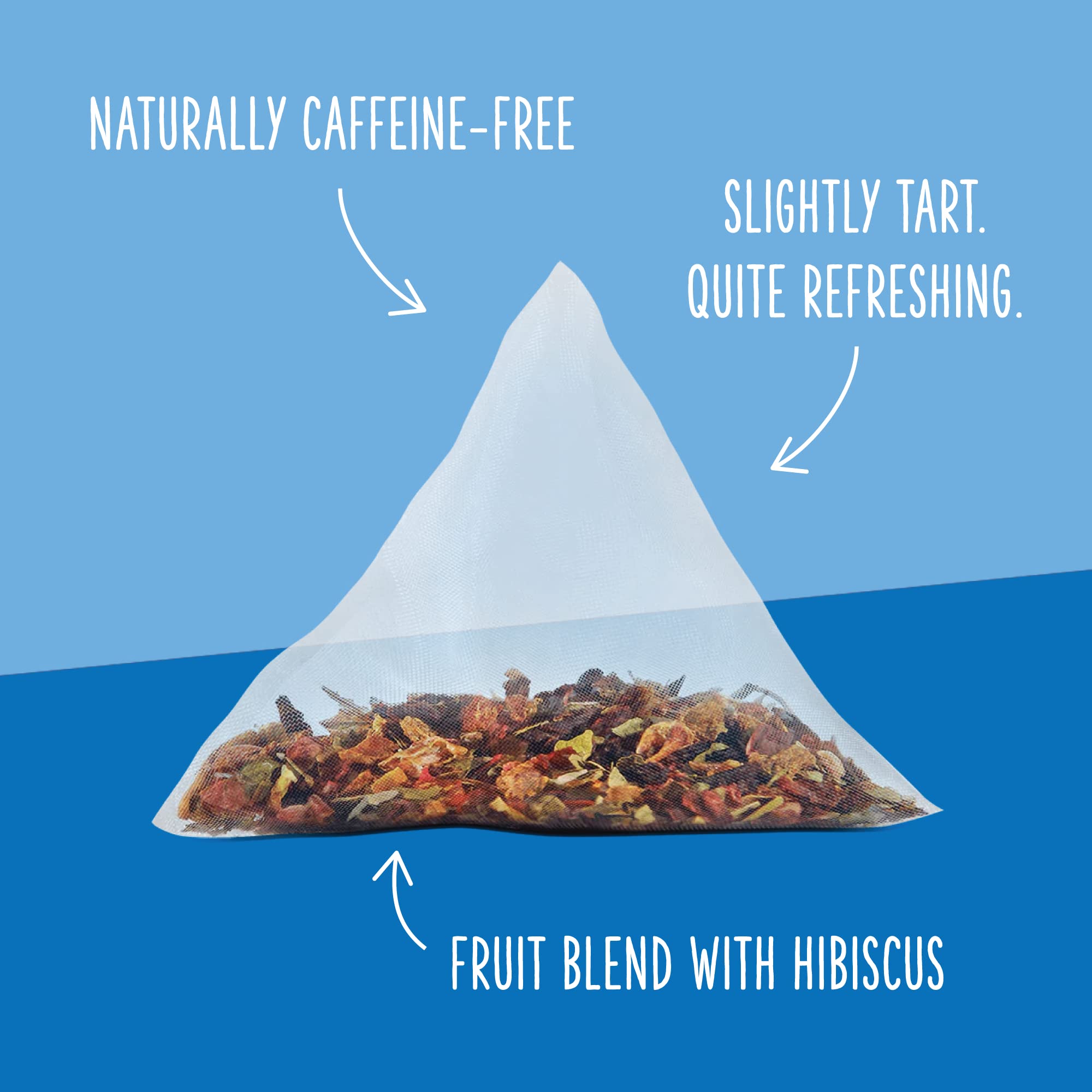 Two Leaves and a Bud Alpine Berry - 50 Naked Tea Sachets, Naturally Caffeine Free, Whole Leaf Herbal Tea in Unwrapped Pyramid Sachets, Resealable Bag