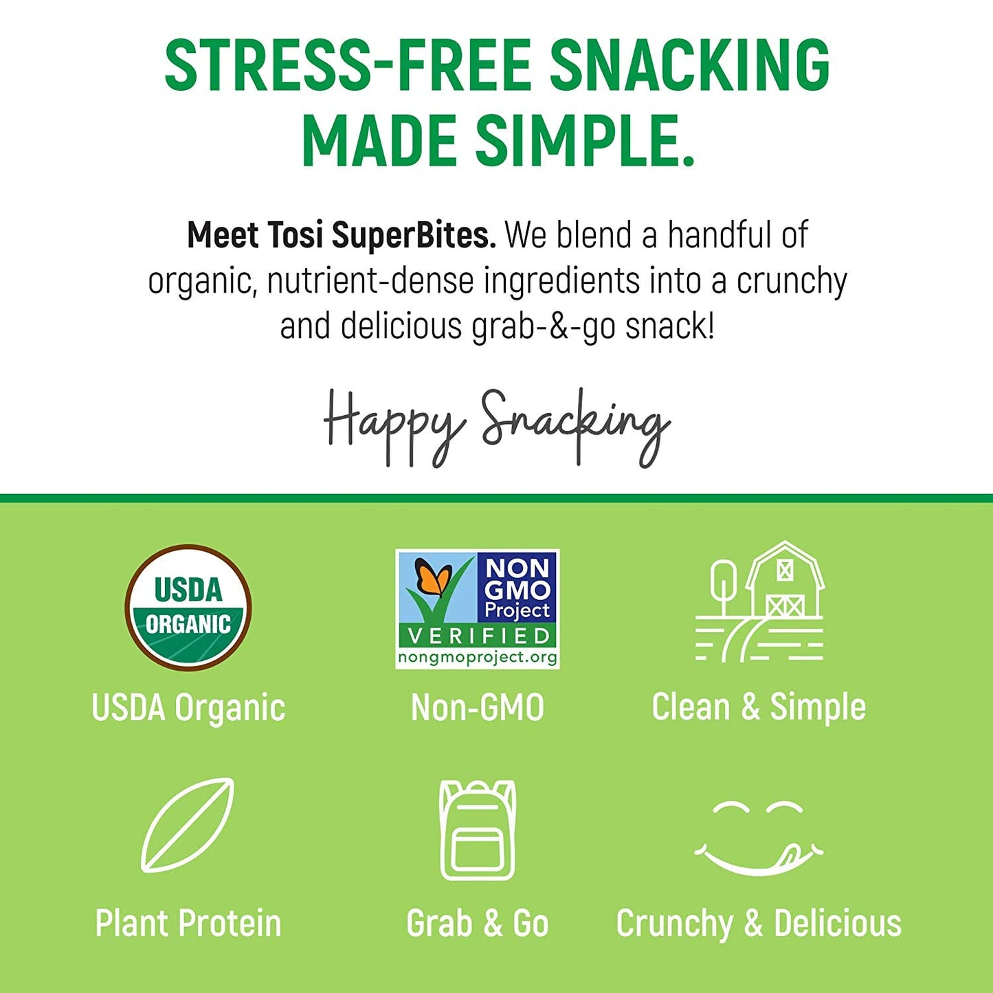 Tosi Organic SuperBites Vegan Snacks, Peanut Dark Chocolate Sea Salt, 1 Oz, Pack of 1