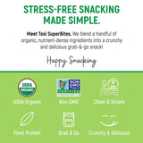 Tosi Organic SuperBites Vegan Snacks, Peanut Dark Chocolate Sea Salt, 1 Oz, Pack of 1