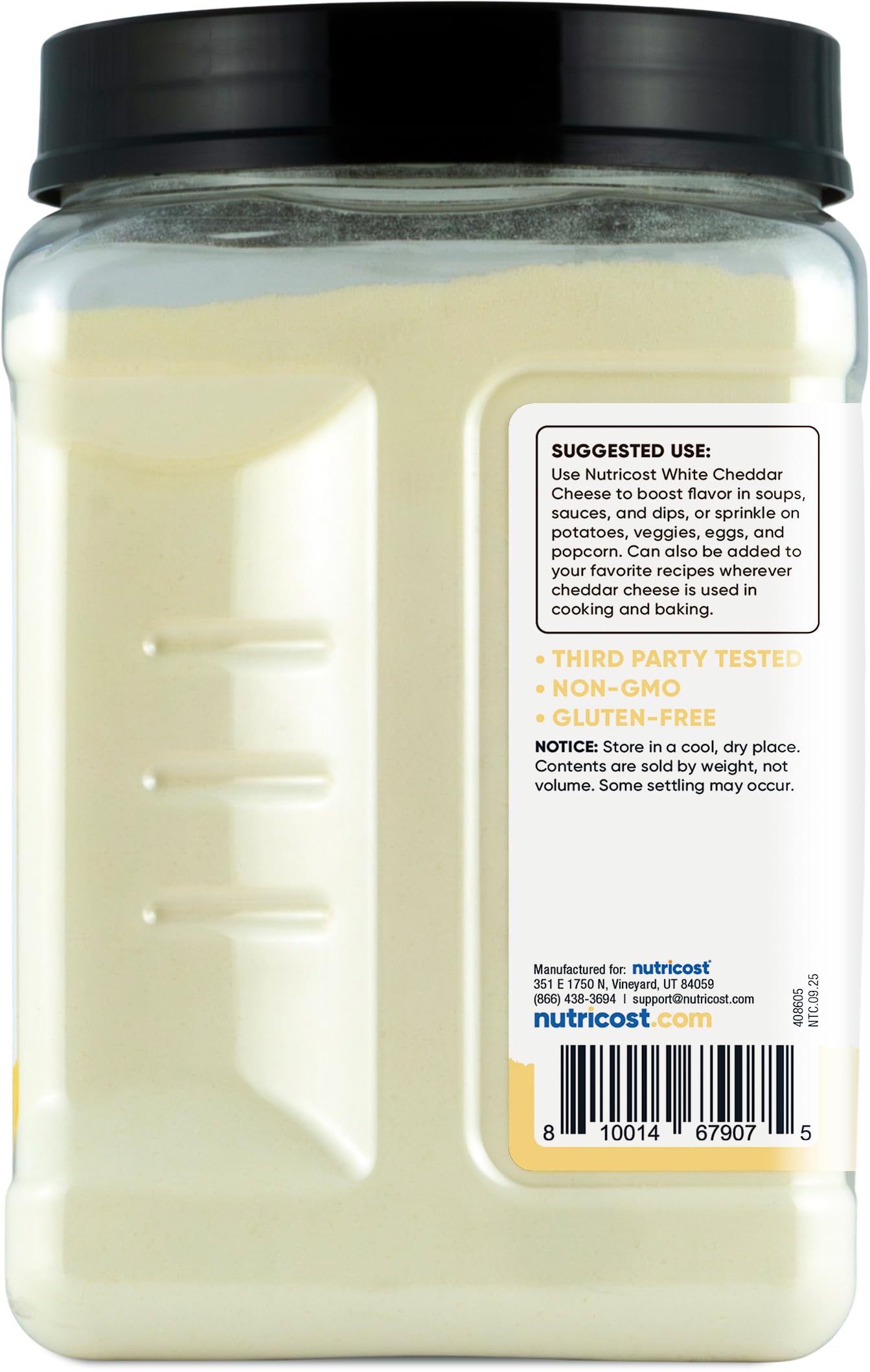 Nutricost Pantry White Cheddar Cheese Powder (2.5 Pounds Per Bottle) - Powdered Cheese :: Great for Cooking, Baking, Popcorn, and More!