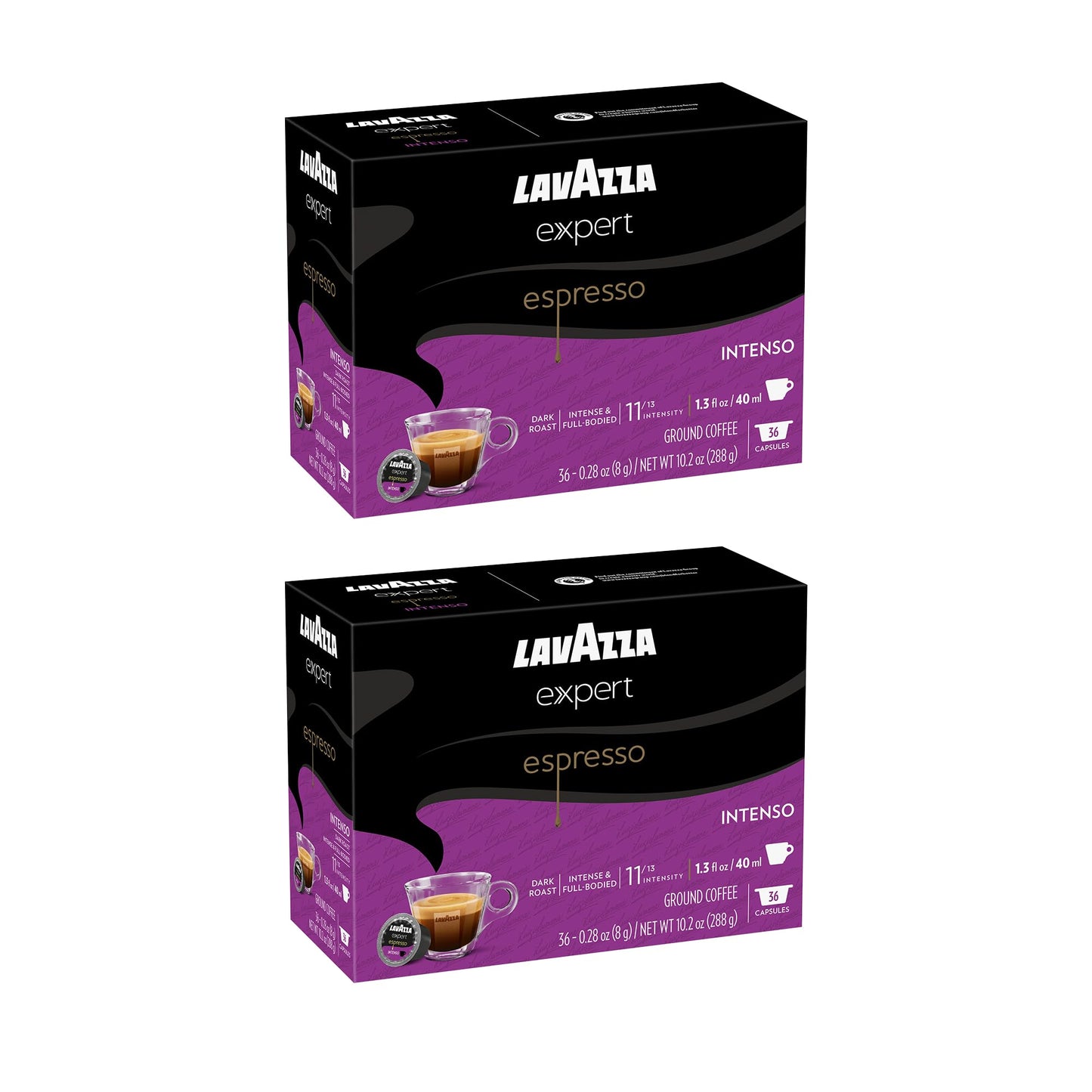 Lavazza Expert Espresso Intenso Capsules, Dark Roast, Arabica and Robusta Blend, Compatible with Lavazza Classy Machines (72 Capsules)