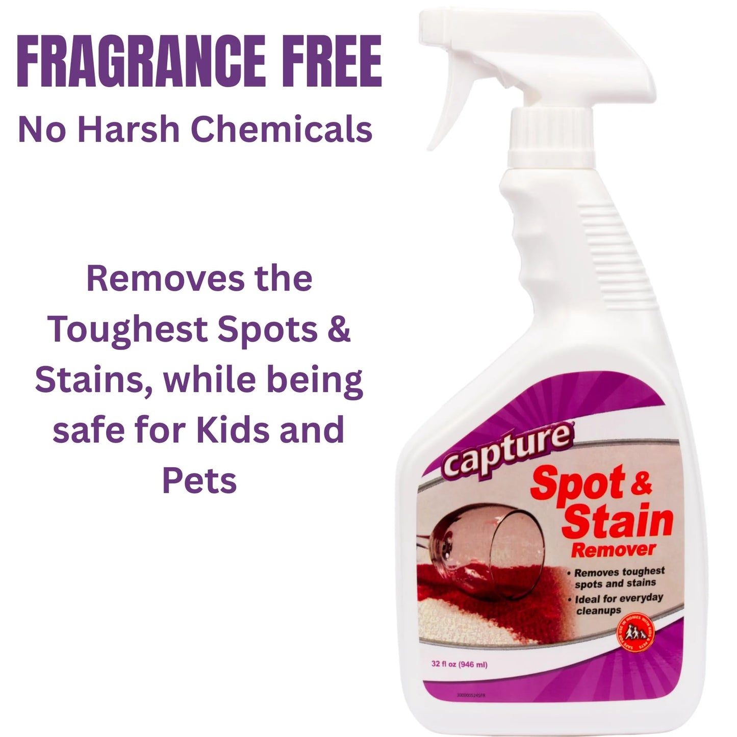 Capture Spot and Stain Remover Carpet - Dirt, Juice, Coffee, Wine, Food and Tough Rug Stains Eliminator - Couch, Sofa Cleaner and Stain Remover
