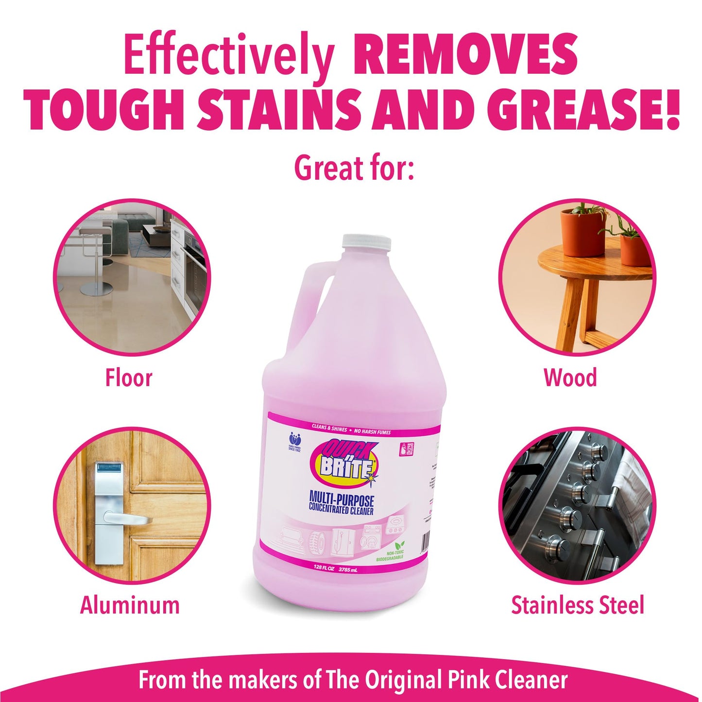 Quick 'n Brite Liquid Cleaner, True All Purpose Cleaner, 128 oz Cleaning Concentrate