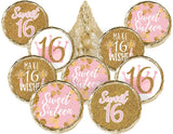 Pink and Gold Sweet 16 Kiss Stickers, 180 Count