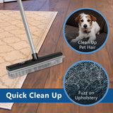 Fuller Brush Rubber Broom - for Carpets Floors Stairs Upholstery - Electrostatic Action Removes Pet Hair Lint Fuzz Dirt Particles - Built-in Squeegee