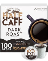 World's Best Half Caff Dark Roast Coffee Pods, 100 ct, Single Serve Pods - 100% Arabica Coffee, Compatible with Keurig K Cups Maker