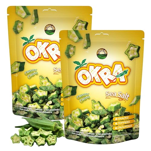 Terraland Okra Crispy Cubes-Sea Salt, Crispy & Crunch, Vegan, No Additives, Idea for Snacking or Pairing with Salad and Cereal 2oz Bag - Pack of 2