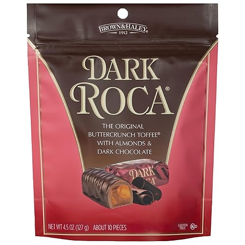 Almond Roca Pack of 1-4.5oz Individually Wrapped Dark Chocolate Candy - Buttercrunch Toffee with Almonds Covered in Chocolate - Gluten Free, Kosher