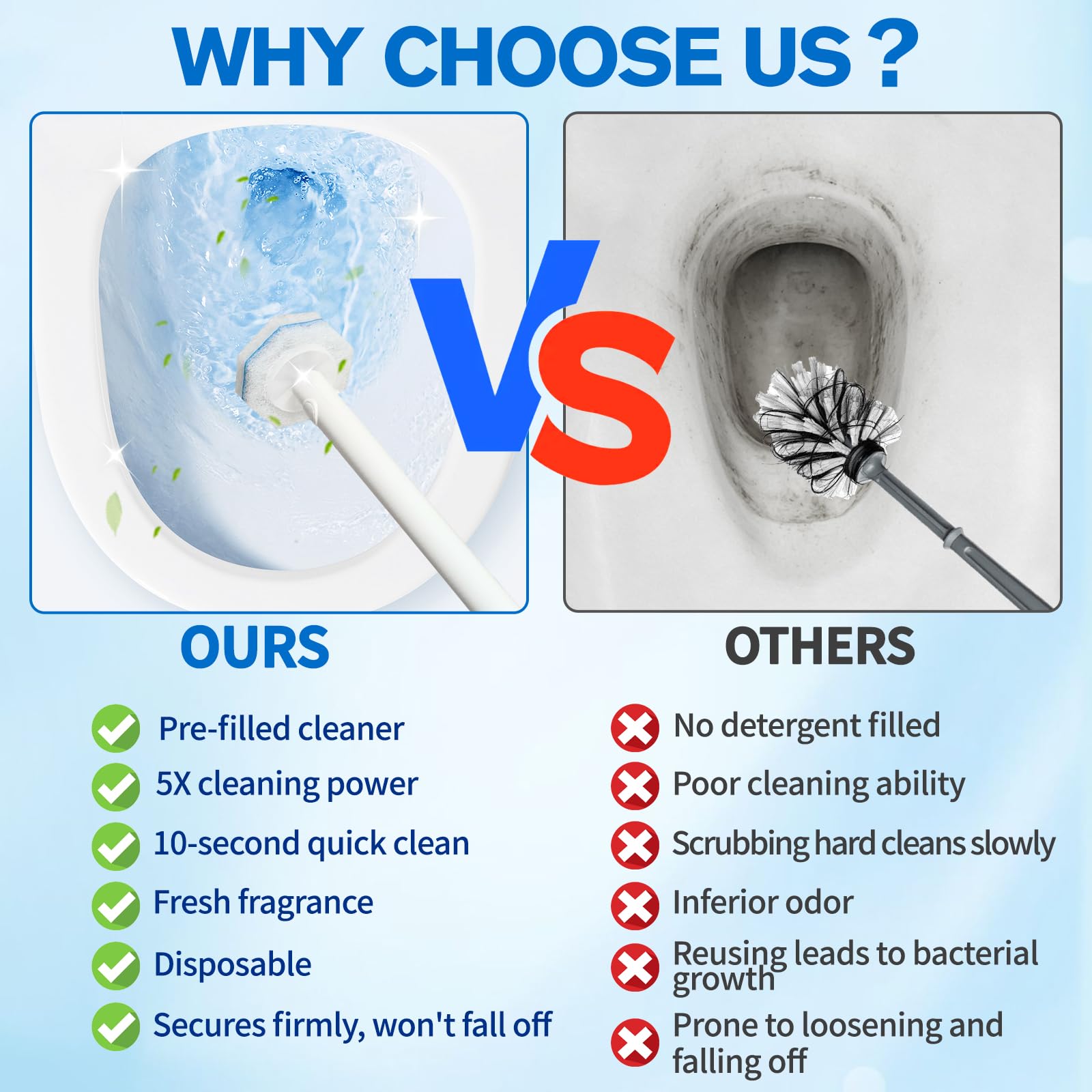 XFKJOR Toilet Brush and Holder Set - Disposable Toilet Wand Refills with Toilet Bowl Cleaners, Toilet Wand Kit Includes 20 Refill Heads, Wand