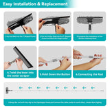 2-in-1 squeegee for window cleaning: 20+ Ft Long Reach cleaner tool with extension pole in home office commercial building Skylight Floor Ceiling Wall