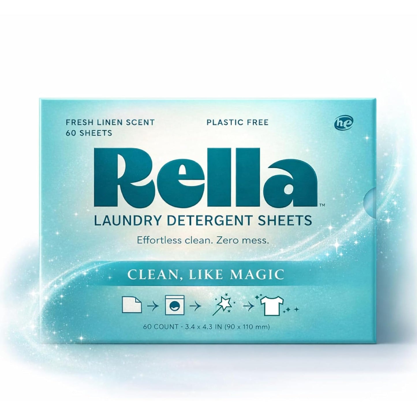 Rella Magical Laundry Detergent Sheets, 120 Loads | Dissolves Fast, Lifts Stains, Gentle on Skin | Heavy Jug Free, Plastic Free, Forever Chemical Free