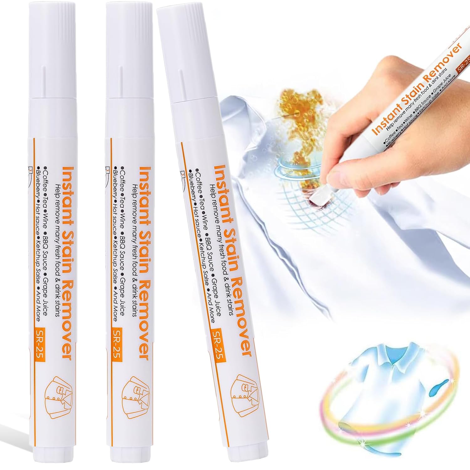 3PCS New Bleach Pen,Portable Travel Bleach Pen for Clothing Stain Removal,Clothes Stain Remover Pen Grease Stain Remover Wash Free Laundry Clean Pen