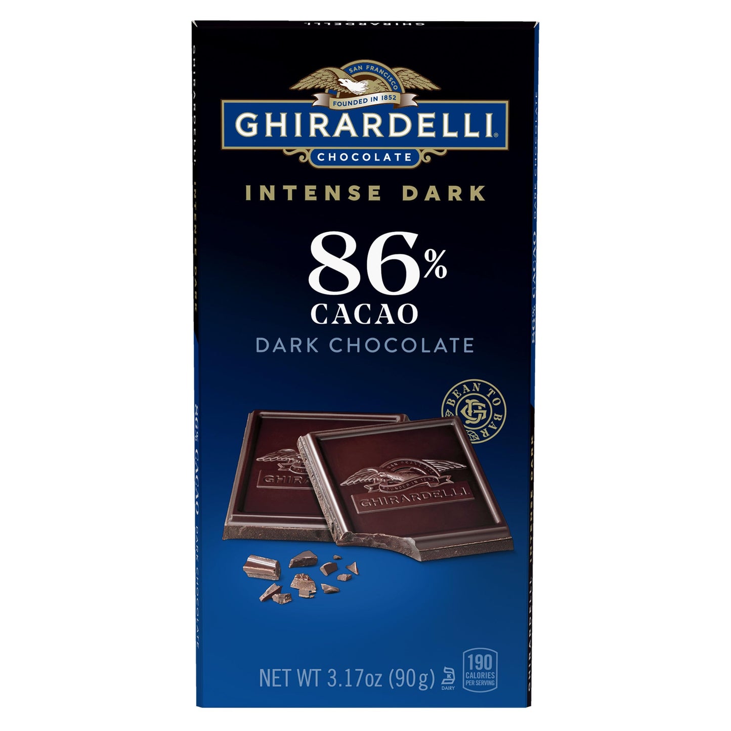 Ghirardelli, Premium Dark 86% Cacao Dark Chocolate Bar, Bold Extra Dark Chocolate with Rich Cocoa Notes, 3.2 Ounce
