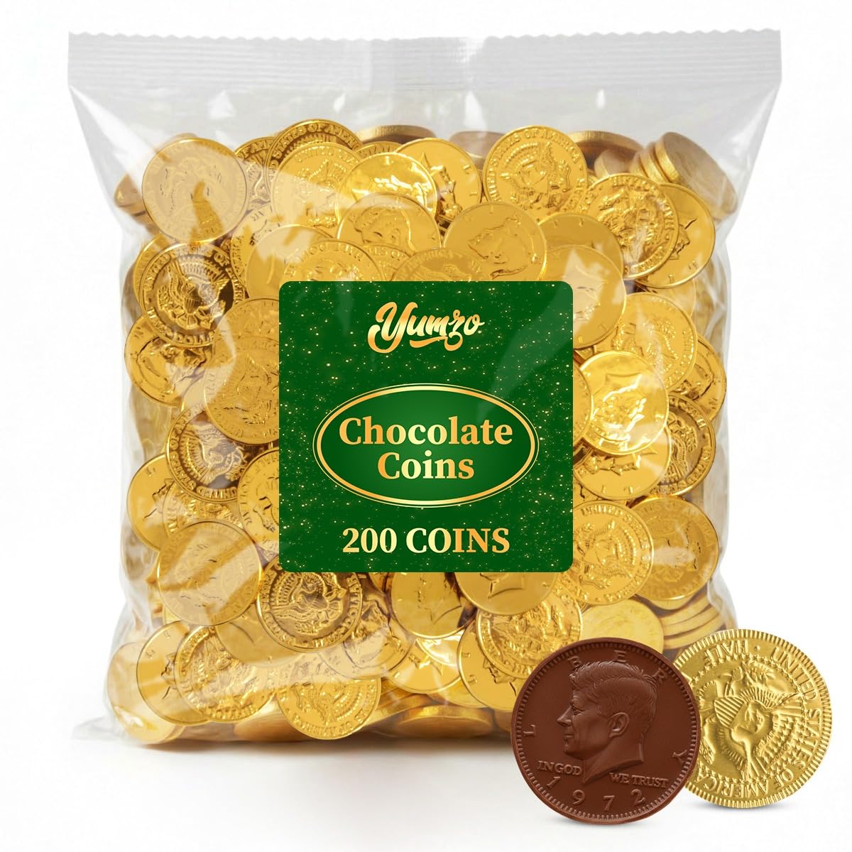 Gold Chocolate Coins, 200 Pack of Gold Chocolate Coins Bulk, Ideal Coin Candy for Themed Parties, Events and Celebrations, Perfect for Gift Bags