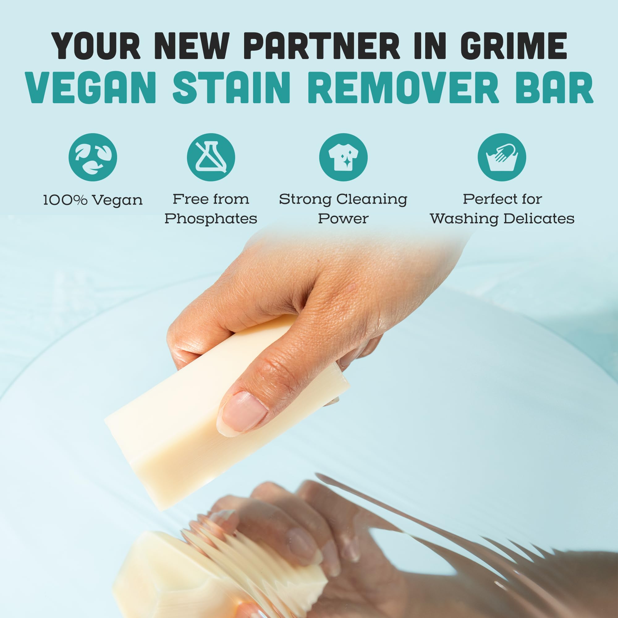 Kind Laundry - Vegan Stain Remover Bar, Travel Natural Stain Remover for Clothes, Gluten-and-Cruelty-Free Laundry Stain Remover, Unscented Baby Stain