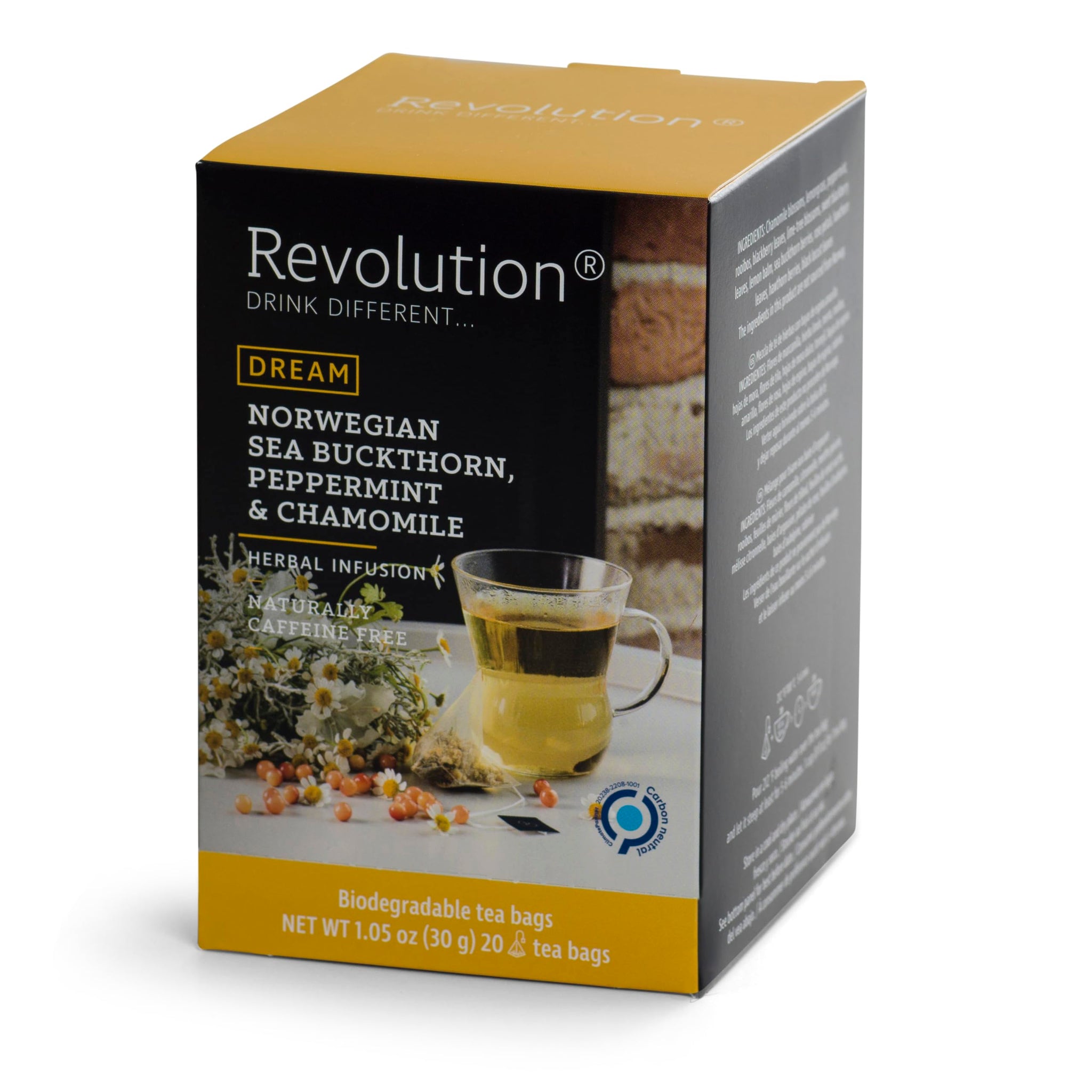 REVOLUTION TEA® Norwegian Chamomile Tea Bags [THE ORIGINAL] - Norwegian Sea Buckthorn, Peppermint & Chamomile - Herbal Tea Blend - Premium Full Leaf