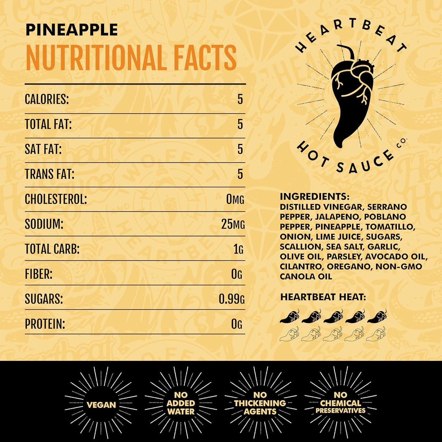 Heartbeat Hot Sauce Co. | Pineapple Habanero, 6 oz. 6 pack