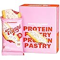 Flings Protein Pastries - 14g Protein, 4g Fiber, 160 Calories - Low Sugar Protein Snack Bars - Gluten Free - Frosted Strawberry (8 Pack)