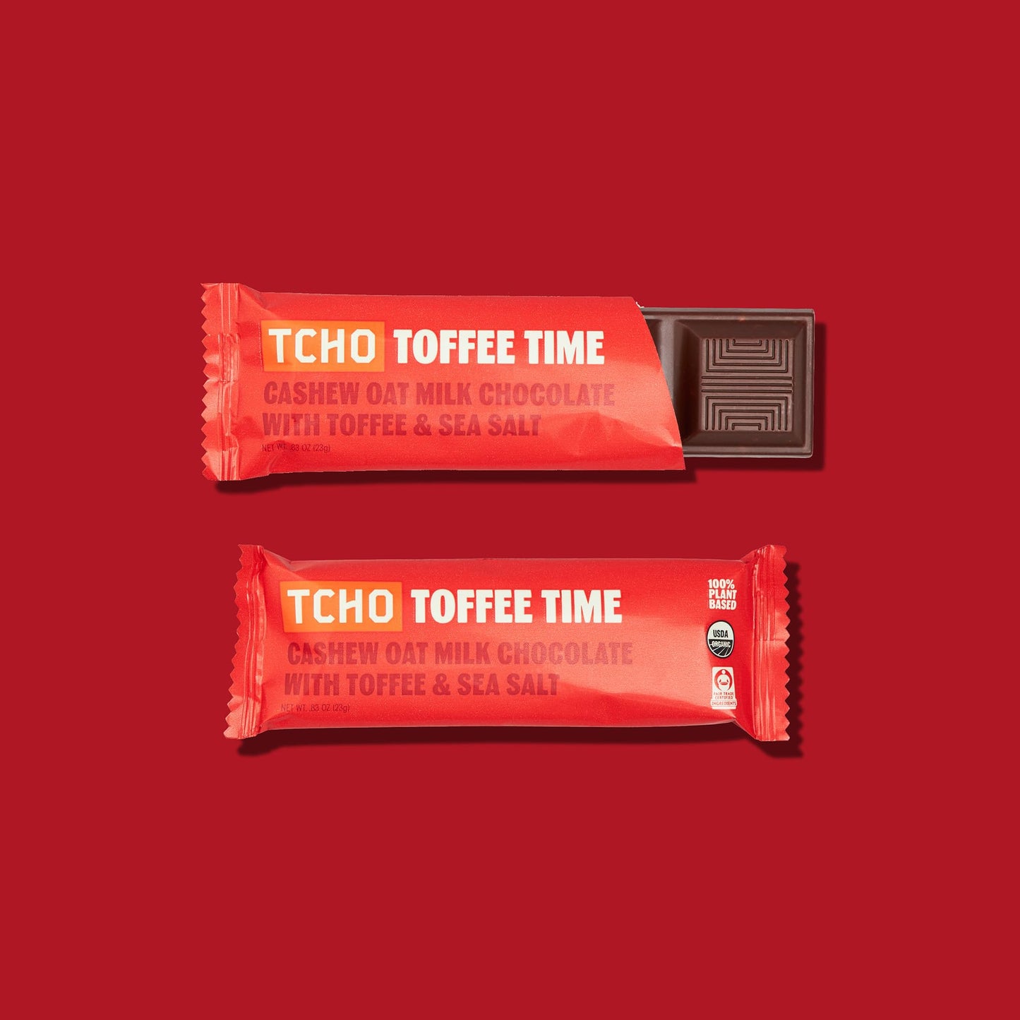 TCHO Toffee Time 53% Oat-Milk Chocolate Bars (18 pack) | 100% Plant-Based, Organic Cashew Oat-Milk Chocolate | Vegan, Soy-Free, Gluten-Free