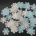 50pcs Edible Snowflakes for Cake Decorating Cupcake Toppers for Christmas Winter frozen Theme Birthday Party Decorations (White & Blue)