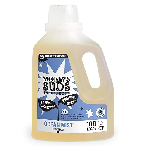 Molly's Suds Liquid Laundry Detergent | Clean Laundry Detergent Soap for Sensitive Skin | 2x Concentrated, High Efficiency (HE) | Ocean Mist - 100