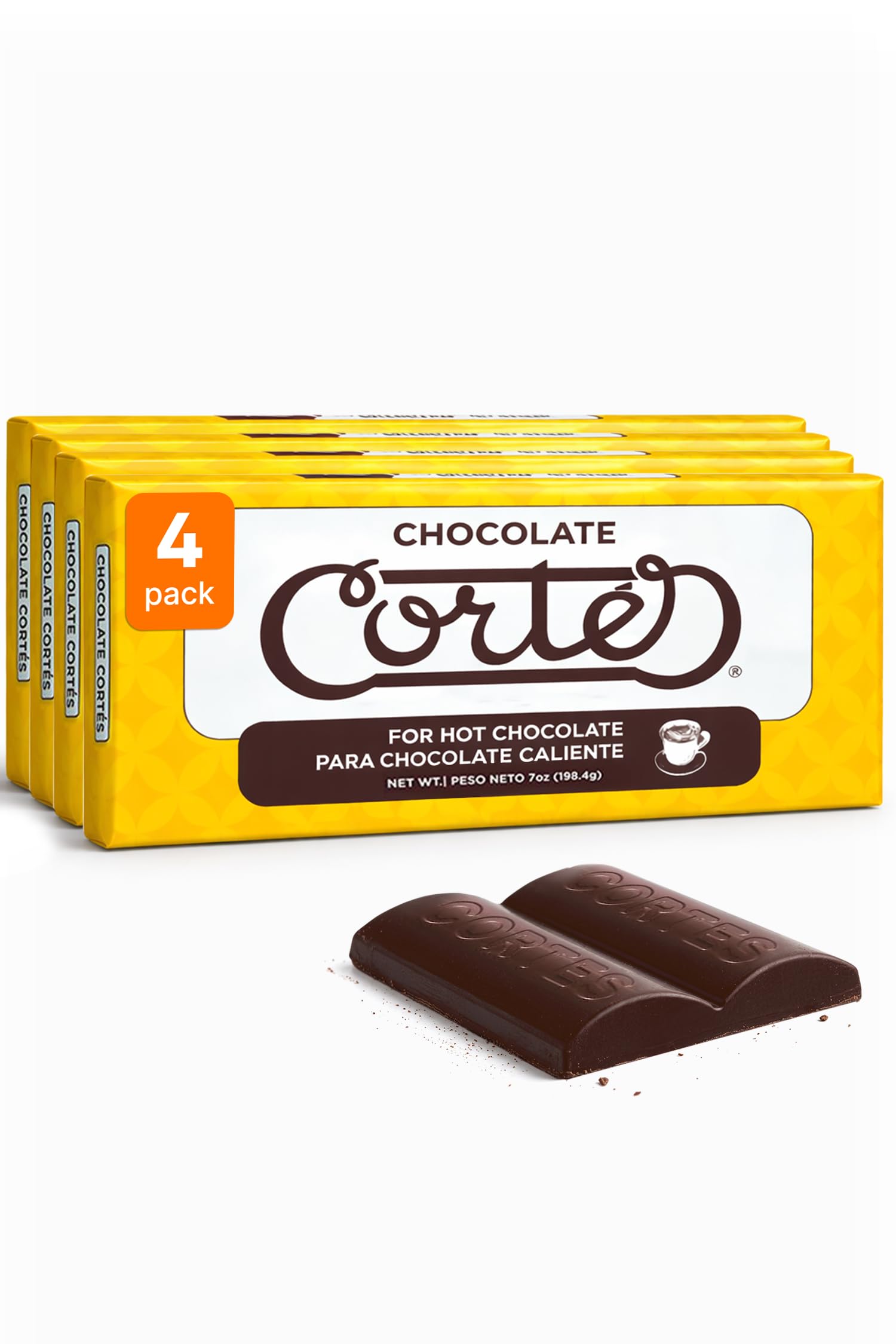 Chocolate Cortés Sweet Chocolate for Hot Chocolate (4 Pack, 7 oz Each) - Puerto Rican & Dominican Bean-to-Bar Chocolate, Authentic Caribbean Drinking