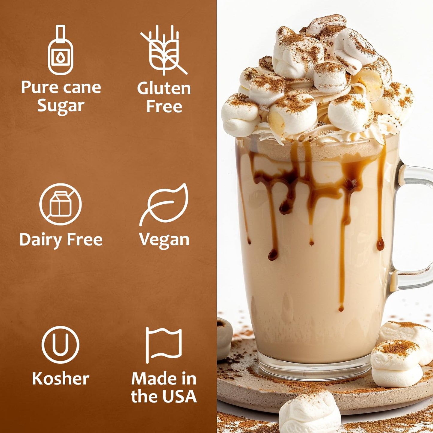 Syruvia Coffee Syrup, Toasted Marshmallow Flavored Syrup for Drinks, Lattes, and Desserts - 25.4 fl oz, With Pump