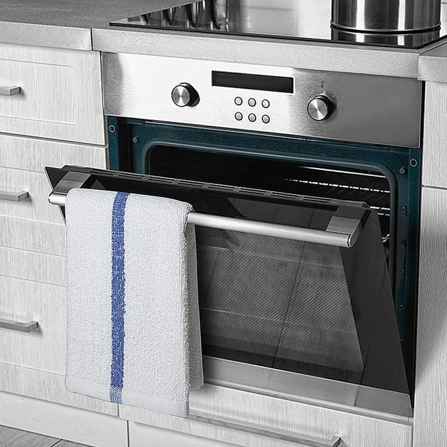 TOALLA Bar Mop Blue Stripe 10lbs 16x19 Pack of 60 100% Cotton Double Stitched Route Ready Absorbent Kitchen Towel Dish Towels and Dishcloths Towels