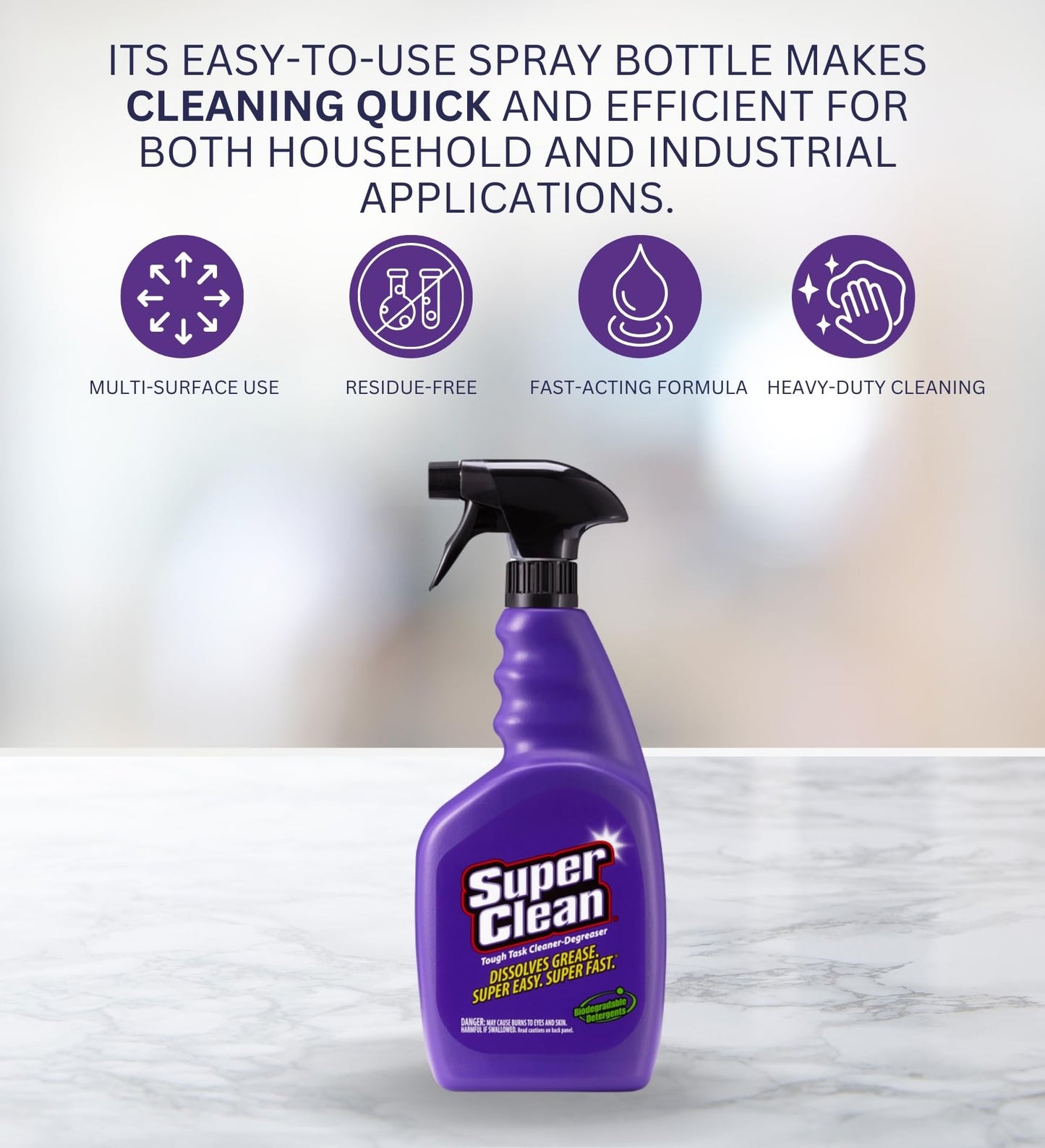 Super Clean Citrus Scent Cleaner and Degreaser Spray 32 oz Bundle with Microfiber Cloth - Heavy Duty Degreaser for Kitchen, Oil, Grime, and Dirt