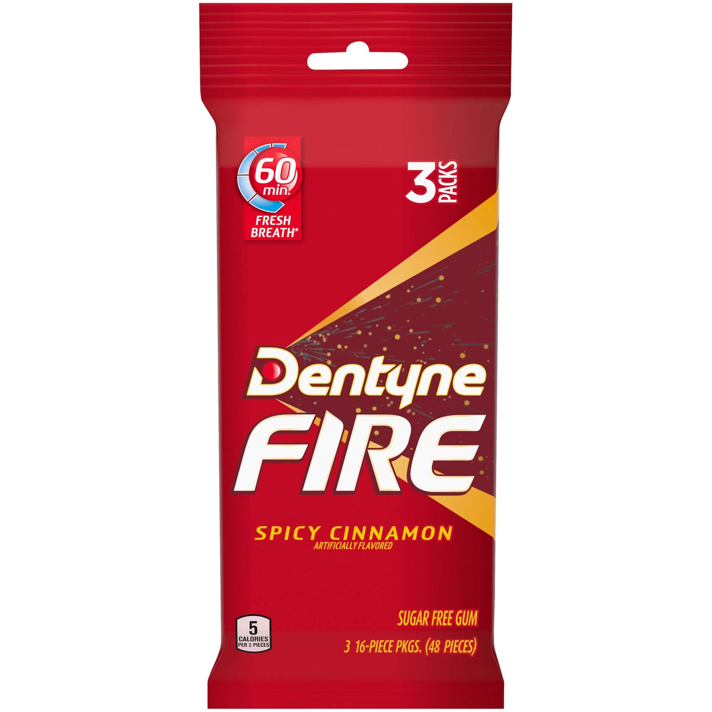 Dentyne Fire Sugar Free Gum (Spicy Cinnamon, 16 Piece, Pack of 3)