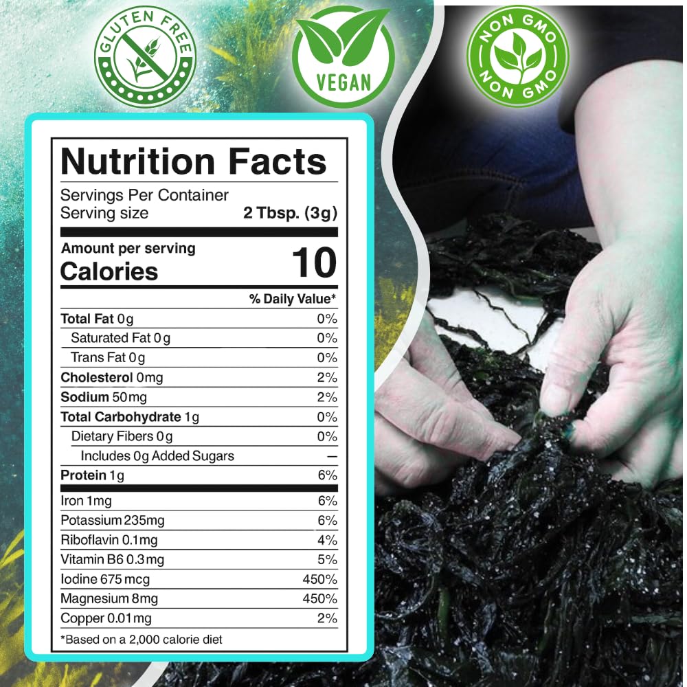 Organic Dulse Powder - Wild-Harvested Seaweed from the North Atlantic - Natural Sea Vegetable - Ocean’s Balance (16 oz)